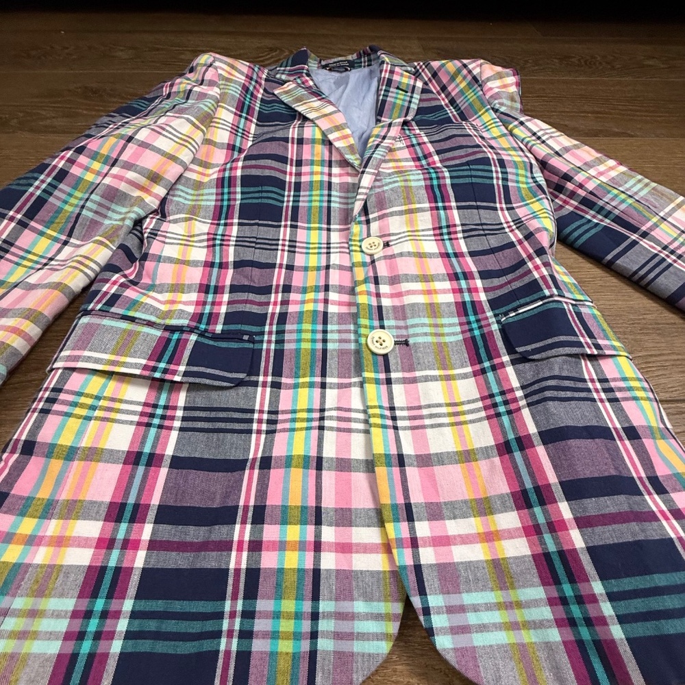 Tommy Hilfiger Boy's Plaid Blazer Size 14, Two Button, Long Sleeve, Lined Preppy - Picture 2 of 16
